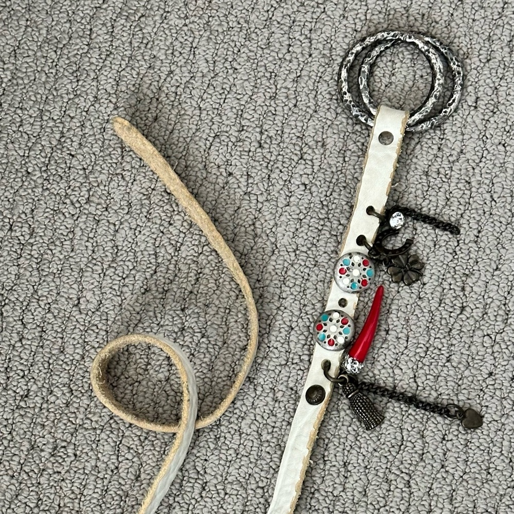 Miss Sixty White Leather Wrap Belt with Charms